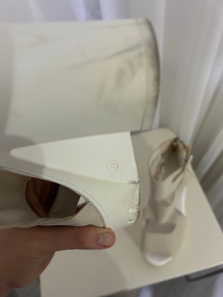 Bej Platform Topuklu Kadın Sandalet - Görsel 4