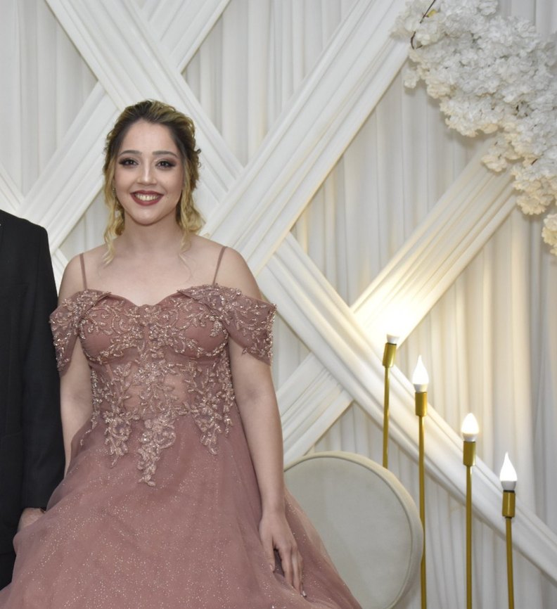 Pudra Pullu Drapeli Uzun Abiye - Görsel 3