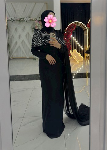 Nakışlı Siyah Uzun Kollu Uzun Elbise fiyat 2700