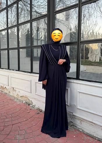 Siyah Etnik Desenli Uzun Dökümlü Elbise - Görsel 3