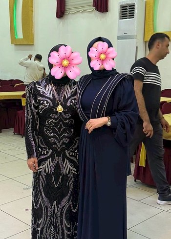 Siyah Etnik Desenli Uzun Dökümlü Elbise - Görsel 2