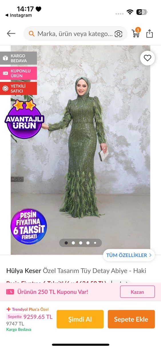 Yeşil Uzun Abiye Elbise - Görsel 2