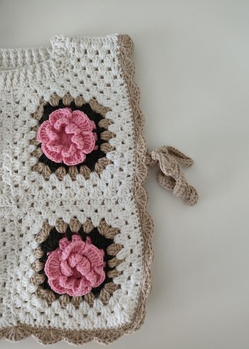 Çiçek Desenli Örgü Kız süveter - Görsel 3