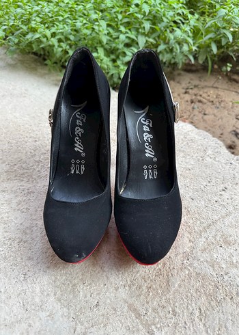 Kırmızı Siyah Fermuarlı Platform Topuklu Ayakkabı - Görsel 3