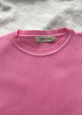s Beden Pembe Kısa Kollu Triko Tişört