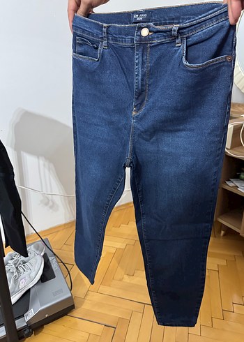 Düğmeli Lacivert Midi Kadın Jean