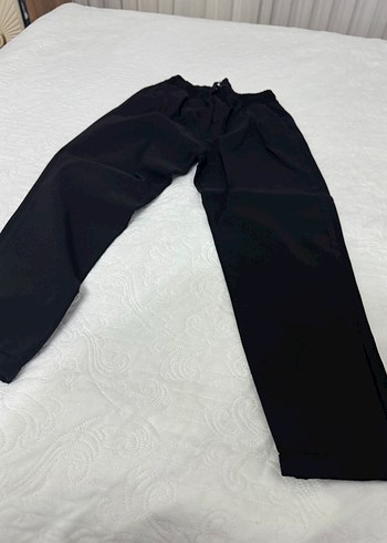 Kadın Siyah Rahat Kesim Midi Kumaş Pantolon - Görsel 7