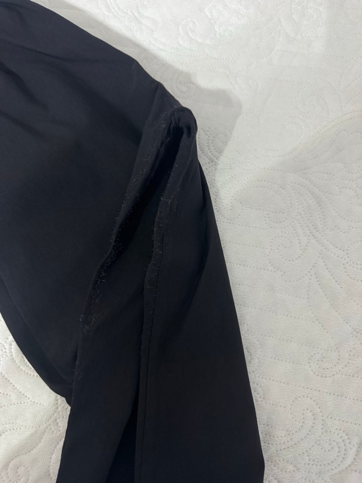 Kadın Siyah Rahat Kesim Midi Kumaş Pantolon - Görsel 5