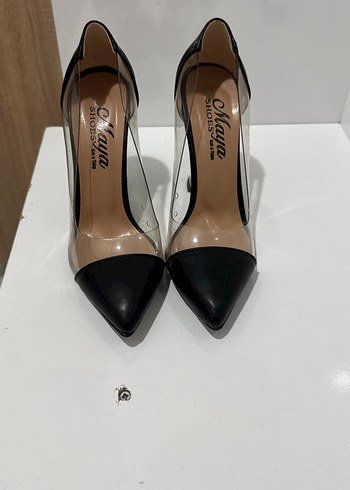 Diğer Cam Topuklu Siyah Parlak Stiletto