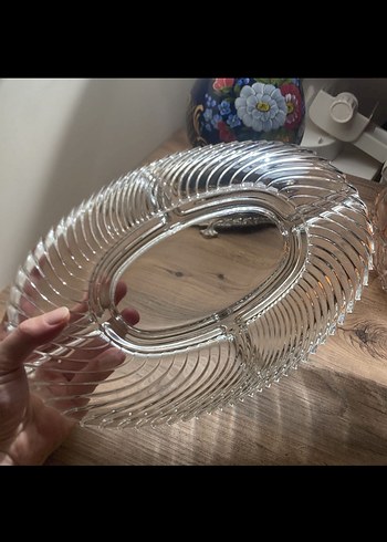 Vintage Bölmeli Cam Servis Tabağı - Görsel 2