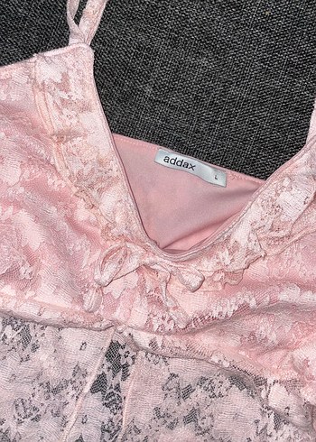 l Beden Dantel Detaylı Pembe Atlet