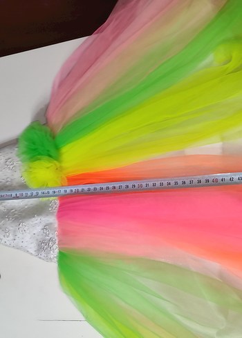 Kız Çocuk Çok Renkli Dantel Detaylı Elbise - Görsel 3