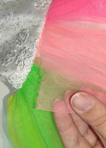 Kız Çocuk Çok Renkli Dantel Detaylı Elbise - Görsel 5