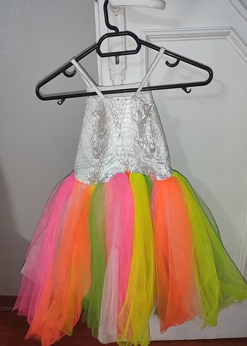 Kız Çocuk Çok Renkli Dantel Detaylı Elbise - Görsel 2