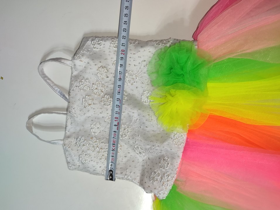 Kız Çocuk Çok Renkli Dantel Detaylı Elbise - Görsel 4