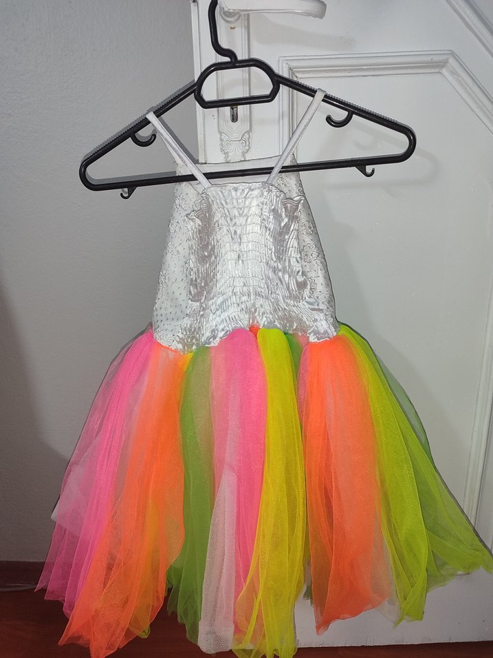 Kız Çocuk Çok Renkli Dantel Detaylı Elbise - Görsel 2