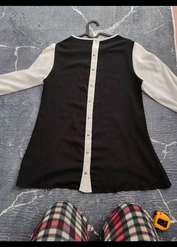 Siyah beyaz yarim Kollu Kadın Bluz - Görsel 5