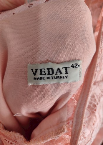 pudra Dantelli Straplez Midi Abiye - Görsel 2