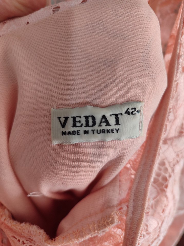 pudra Dantelli Straplez Midi Abiye - Görsel 2