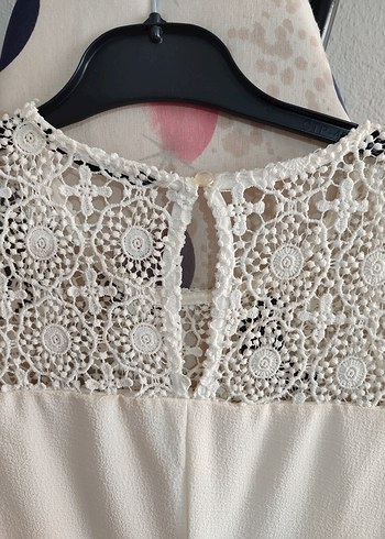 Dantel Detaylı Beyaz Midi Elbise - Görsel 6