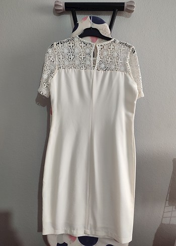 Dantel Detaylı Beyaz Midi Elbise - Görsel 4
