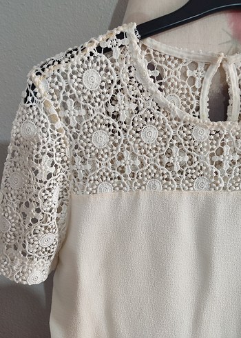 Dantel Detaylı Beyaz Midi Elbise - Görsel 2