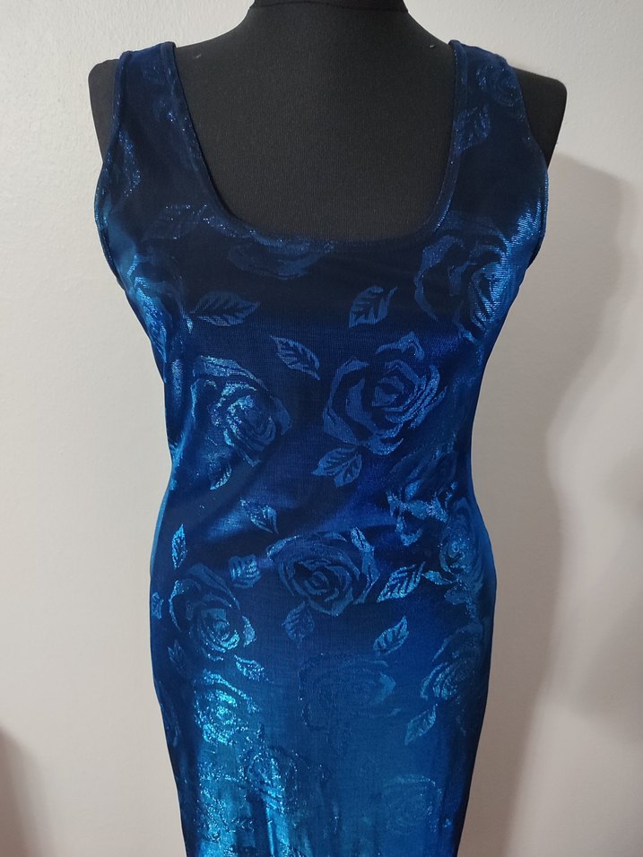 Lacivert Kadife Uzun Gotik Parti Elbisesi - Görsel 2