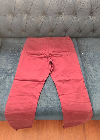 Düğmeli Kırmızı Kadın Kumaş Pantolon - Görsel 3