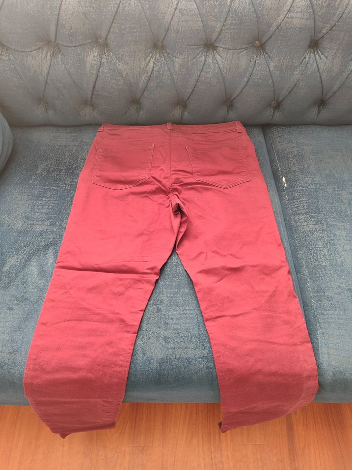 Düğmeli Kırmızı Kadın Kumaş Pantolon - Görsel 3