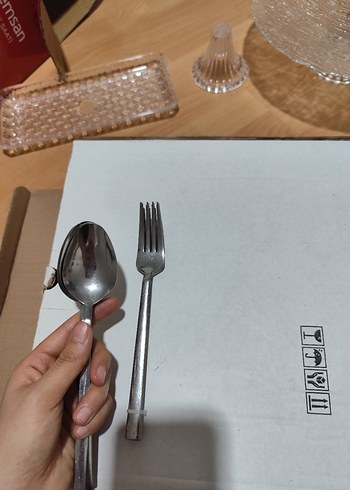 Gri-Beyaz Metal Kaşık ve Çatal Seti - Görsel 3