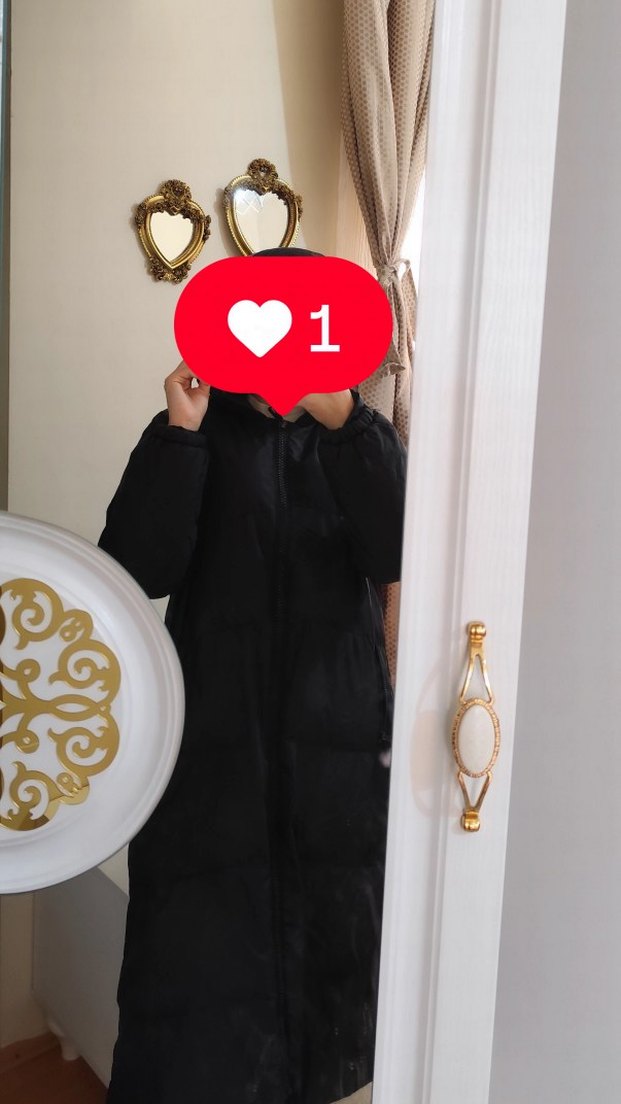 Siyah Uzun Kadın Kışlık Mont - Görsel 4