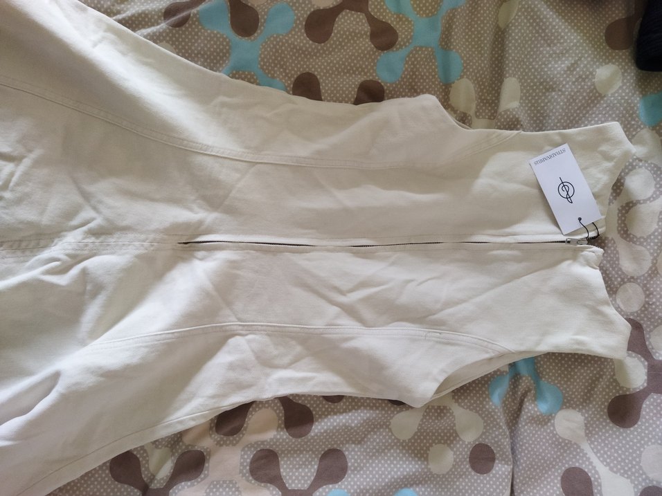 Stradivarius Denim Beyaz Drapeli Midi Elbise - Görsel 2