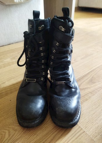 Harley Davidson Siyah Biker Kadın Botları - Görsel 5