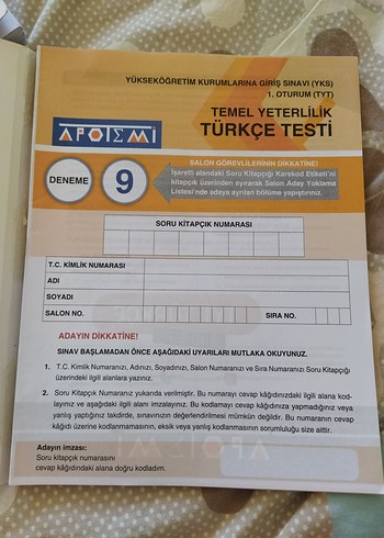 Apotemi Tyt Türkçe Branş Denemesi 15x40 - Görsel 2