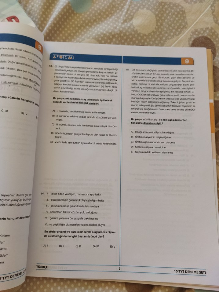 Apotemi Tyt Türkçe Branş Denemesi 15x40 - Görsel 3