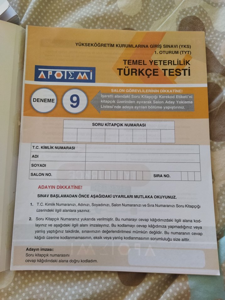 Apotemi Tyt Türkçe Branş Denemesi 15x40 - Görsel 2