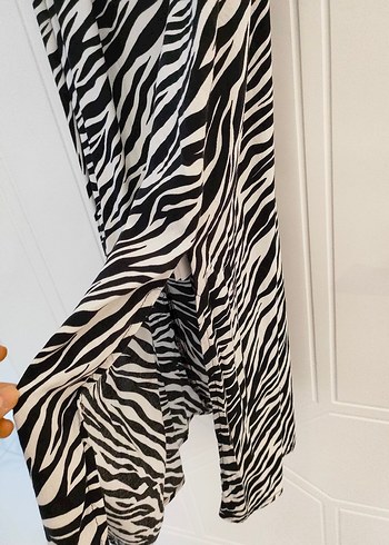 Defacto Zebra Desenli Uzun Askılı Elbise