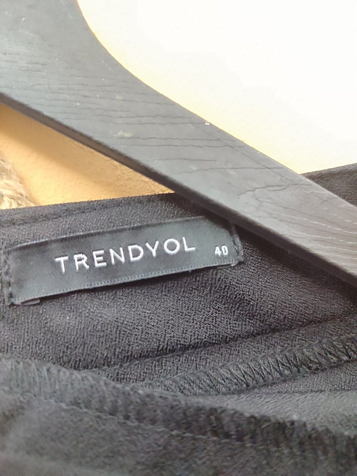 Düğmeli yandan yırtmaçlı siyah Uzun Kadın kumaş Etek - Görsel 4