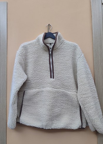 Bej Fermuarlı Kadın yarim fermuarlı sweatshirt - Görsel 2