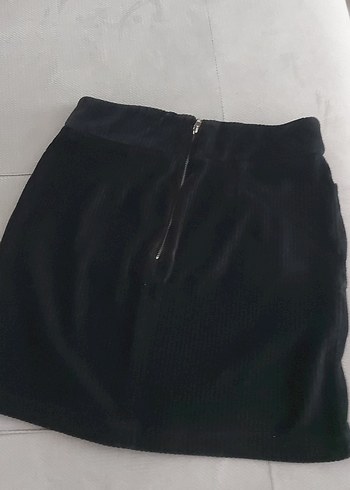 s Beden Siyah Pilili Kadın Mini Etek