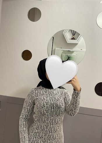 Siyah Beyaz Zebra Desenli Triko Elbise - Görsel 2