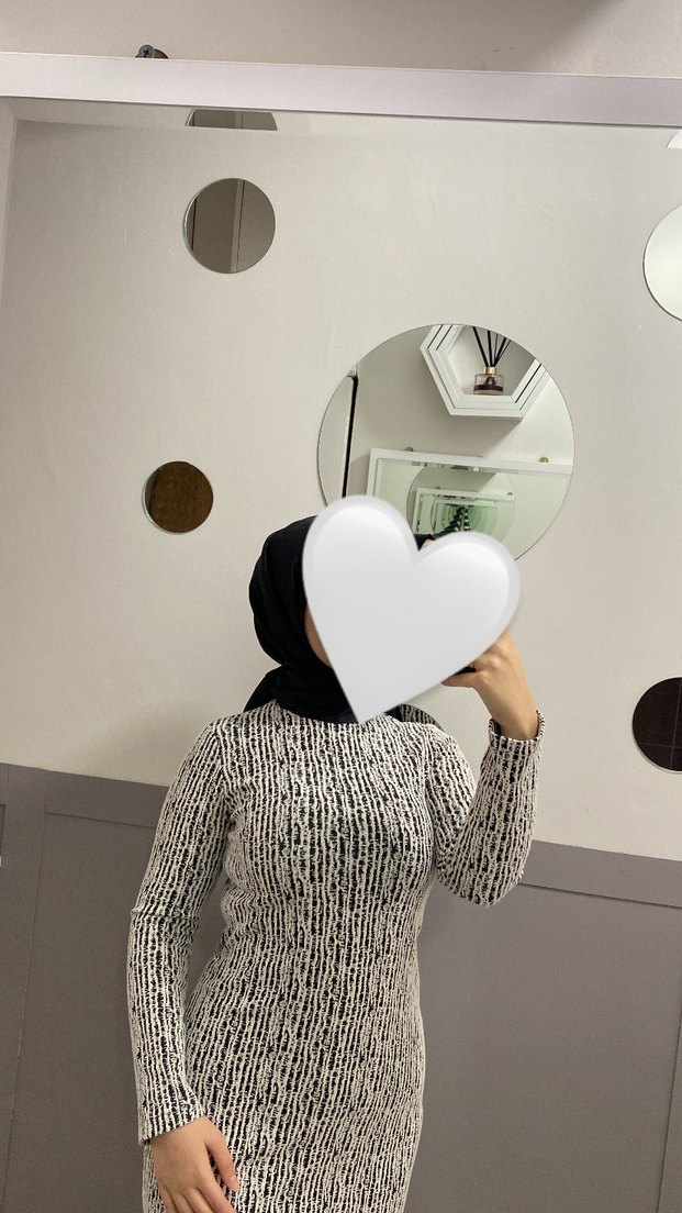 Siyah Beyaz Zebra Desenli Triko Elbise - Görsel 2