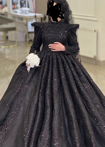 Siyah Gotik Uzun Kollu Nişan Elbisesi