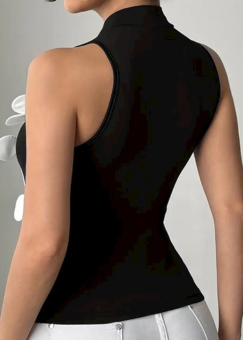 Zara Yüksek Yakalı Siyah Çiçek Desenli Kadın Atlet