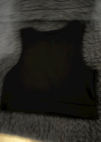 Siyah Kadın Kısa Kollu Crop Top - Görsel 2