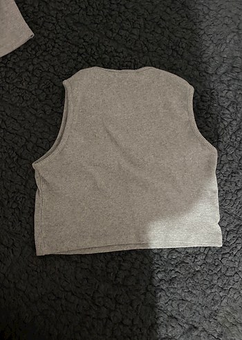 Kız Çocuk Gri Pamuklu Örme Atlet - Görsel 2