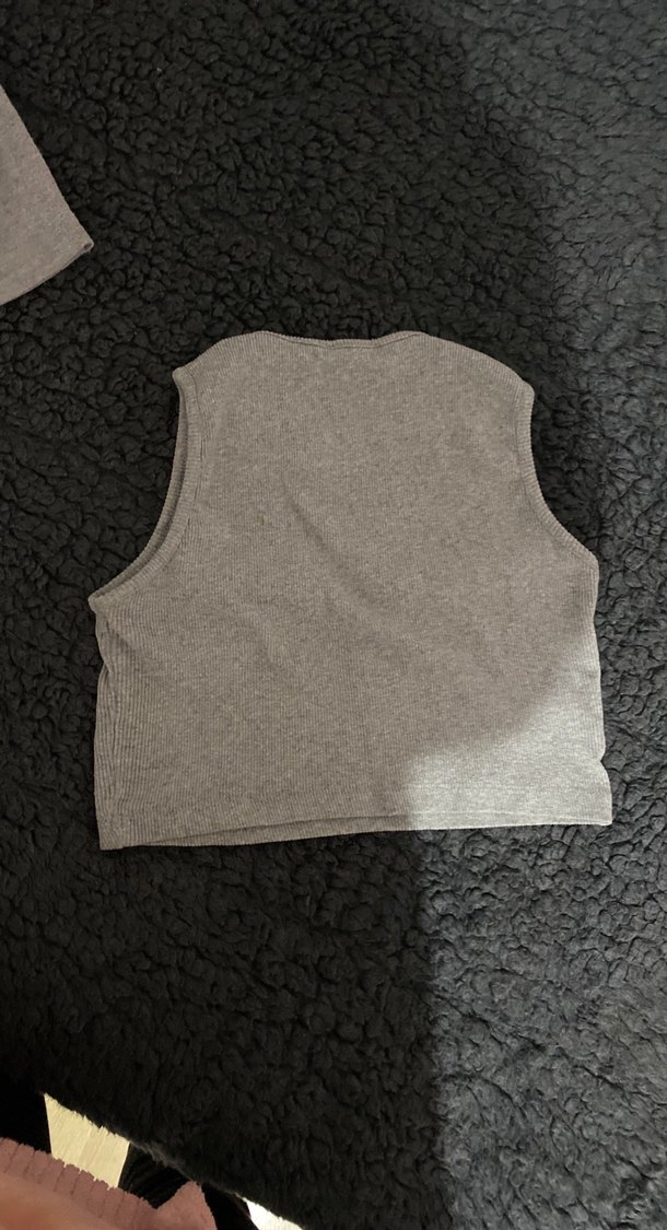 Kız Çocuk Gri Pamuklu Örme Atlet - Görsel 2