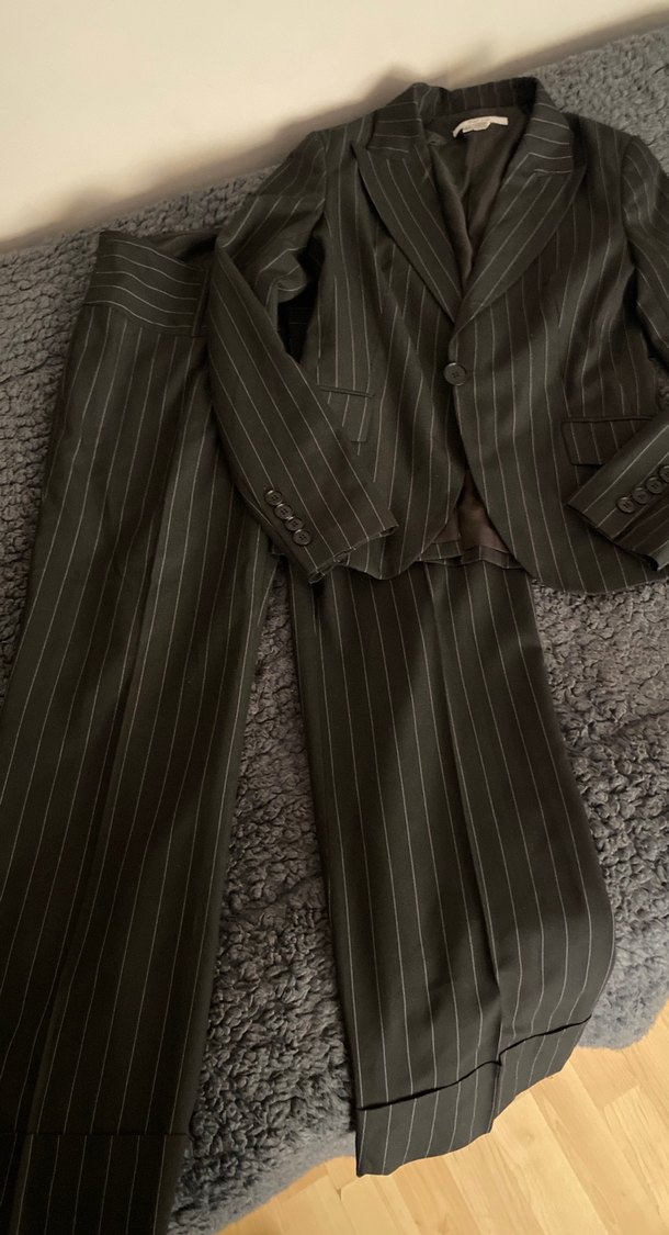 Düğmeli Çizgili Kadın Blazer Ceket - Görsel 3