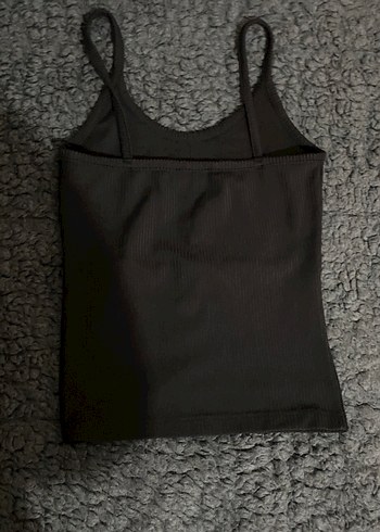 Düğmeli Siyah Örme İnce Askılı Kadın Atlet - Görsel 2