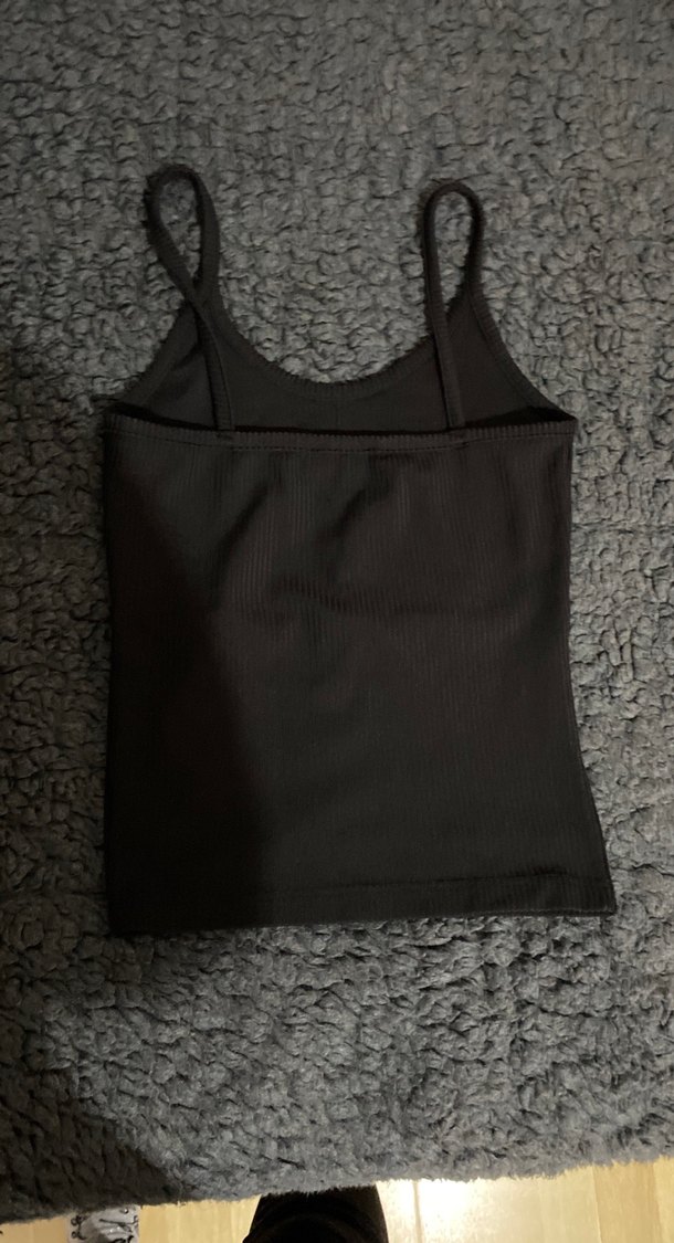 Düğmeli Siyah Örme İnce Askılı Kadın Atlet - Görsel 2